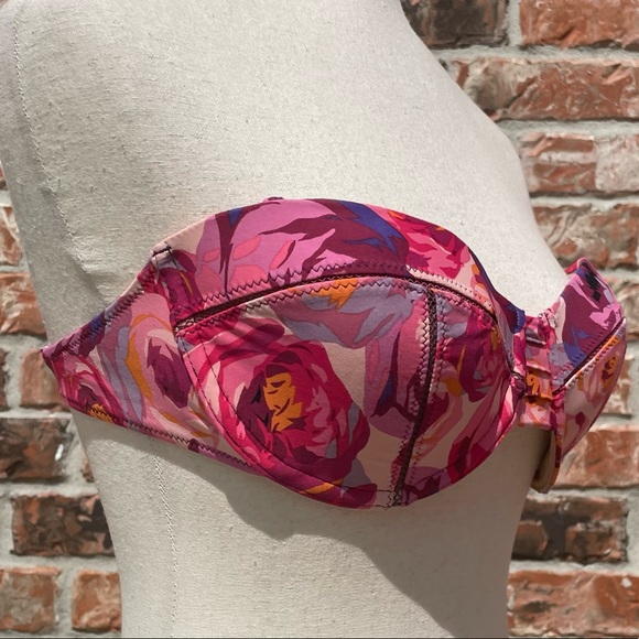 Nanette Lepore pink floral print strapless bikini top / L / Excellent condition - Picture 5 of 17